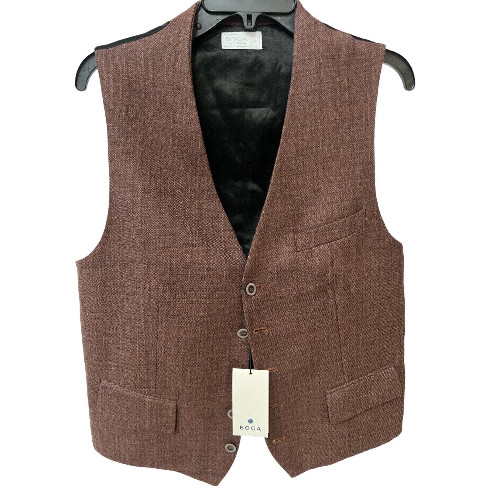 Boga Mineral Red Mens Vest Waistcoat Luxury Designer Brand Sz L Ret 275 Nwt